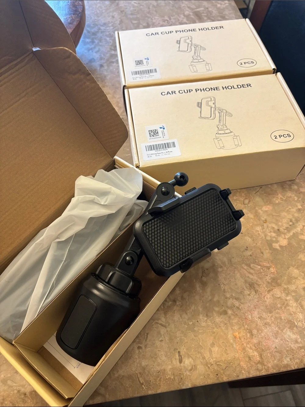 Beige Car Cup Phone Holder Mount by
